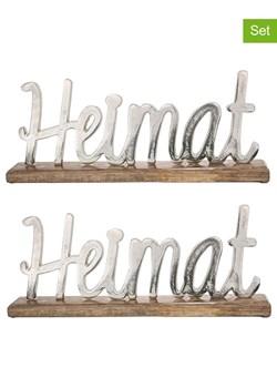 GILDE Dekoracje (2 szt.) "Heimat" w kolorze srebrno-jasnobrązowym - 44 x 18 cm ze sklepu Limango Polska w kategorii Dekoracje - zdjęcie 188569916