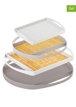 Vigar Tace (4 szt.) "Flap" w kolorze białym, szarym i brązowym ze sklepu Limango Polska w kategorii Misy i tace dekoracyjne - zdjęcie 188571375