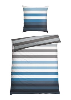 Schiesser Komplet pościeli flanelowej "Happy Stripes" w kolorze niebiesko-beżowym ze sklepu Limango Polska w kategorii Pościele - zdjęcie 188574576