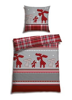 Schiesser Komplet pościeli flanelowej "Salous" w kolorze szaro-czerwonym ze sklepu Limango Polska w kategorii Pościele - zdjęcie 188574578