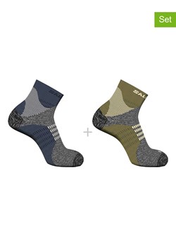 SALOMON Skarpety trekkingowe (2 pary) "X Ultra Access Quarter" w kolorze oliwkowo-niebieskim ze sklepu Limango Polska w kategorii Skarpetki męskie - zdjęcie 188576148