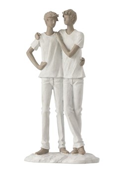 J Line Figurka dekoracyjna w kolorze biało-szarobrązowym - 13,5 x 26 cm ze sklepu Limango Polska w kategorii Dekoracje - zdjęcie 188577707