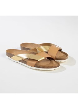 BACKSUN Skórzane klapki "Tingo" w kolorze złoto-jasnobrązowym ze sklepu Limango Polska w kategorii Klapki damskie - zdjęcie 188579139