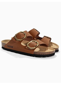 BACKSUN Skórzane klapki "Londrina" w kolorze jasnobrązowym ze sklepu Limango Polska w kategorii Klapki damskie - zdjęcie 188579496