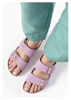 BAYTON Skórzane klapki "Atlas" w kolorze fioletowym ze sklepu Limango Polska w kategorii Klapki damskie - zdjęcie 188579999