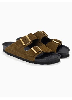 BAYTON Skórzane klapki "Atlas" w kolorze khaki ze sklepu Limango Polska w kategorii Klapki damskie - zdjęcie 188580006