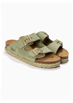 Sunbay Skórzane klapki "Trefle" w kolorze khaki ze sklepu Limango Polska w kategorii Klapki damskie - zdjęcie 188580678