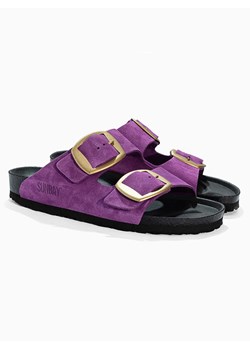 Sunbay Skórzane klapki "Calen" w kolorze fioletowym ze sklepu Limango Polska w kategorii Klapki damskie - zdjęcie 188581246