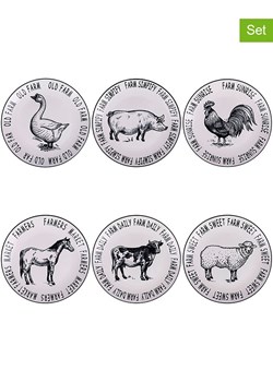 Villa d´Este Talerze obiadowe (6 szt.) "Farm" w kolorze czarno-białym - Ø 27 cm ze sklepu Limango Polska w kategorii Naczynia - zdjęcie 188581519