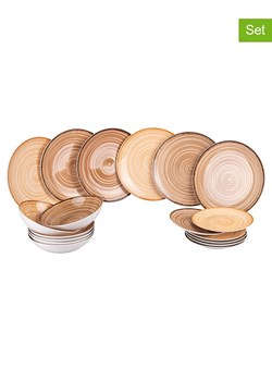 Villa d´Este 18-częściowy zestaw talerzy "Baita" w kolorze brązowo-beżowo-jasnobrązowym ze sklepu Limango Polska w kategorii Naczynia - zdjęcie 188581817