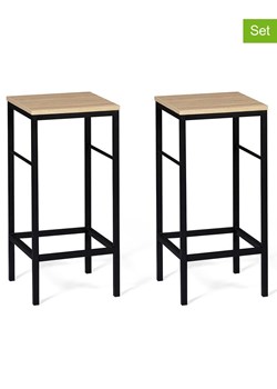IDOMYA Factory Hockery barowe (2 szt.) "Memphis" w kolorze czarno-beżowym - 32 x 67 x 32 cm ze sklepu Limango Polska w kategorii Meble - zdjęcie 188583528