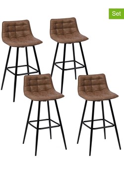 IDOMYA Factory Hockery barowe (4 szt.) w kolorze brązowo-czarnym - 45 x 88 x 39 cm ze sklepu Limango Polska w kategorii Meble - zdjęcie 188583637