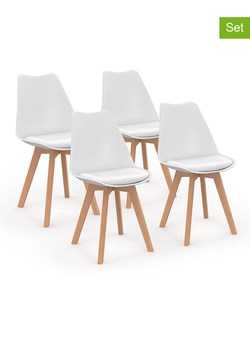 IDOMYA Factory Krzesła (4 szt.) "Nordia" w kolorze biało-jasnobrązowym - 51 x 79,5 x 46 cm ze sklepu Limango Polska w kategorii Meble - zdjęcie 188583699