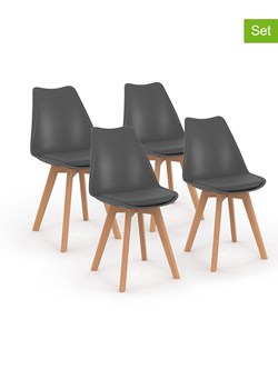 IDOMYA Factory Krzesła (4 szt.) w kolorze antracytowo-jasnobrązowym - 51 x 79,5 x 46 cm ze sklepu Limango Polska w kategorii Meble - zdjęcie 188583735