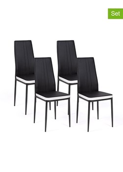 IDOMYA Factory Krzesła (4 szt.) w kolorze czarno-białym do jadalni - 41,5 x 96 x 39 cm ze sklepu Limango Polska w kategorii Meble - zdjęcie 188583809