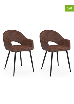 IDOMYA Factory Krzesła (2 szt.) "Rebecca" w kolorze brązowym do jadalni - 52 x 75 x 56 cm ze sklepu Limango Polska w kategorii Meble - zdjęcie 188584215