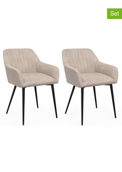 IDOMYA Factory Krzesła (2 szt.) w kolorze jasnobrązowo-szarym do jadalni - 51 x 76 x 56 cm ze sklepu Limango Polska w kategorii Meble - zdjęcie 188584317