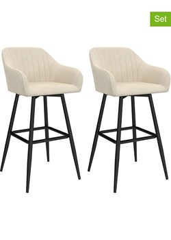 IDOMYA Factory Hockery barowe (2 szt.) "Ariana" w kolorze kremowo-czarnym - 46 x 93 x 47 cm ze sklepu Limango Polska w kategorii Meble - zdjęcie 188584376