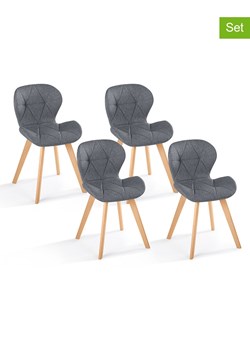 IDOMYA Factory Krzesła (4 szt.) w kolorze szaro-jasnobrązowym do jadalni - 48 x 79 x 50 cm ze sklepu Limango Polska w kategorii Meble - zdjęcie 188584777