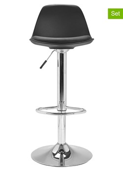 IDOMYA Factory Hockery barowe (2 szt.) "Karl" w kolorze srebrno-czarnym - 42 x 104 x 39 cm ze sklepu Limango Polska w kategorii Meble - zdjęcie 188585876