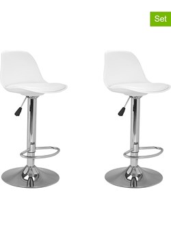 IDOMYA Factory Hockery barowe (2 szt.) "Karl" w kolorze srebrno-białym - 42 x 104 x 39 cm ze sklepu Limango Polska w kategorii Meble - zdjęcie 188585886