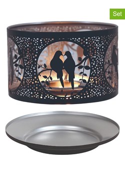 Woodbridge 2-częściowy zestaw "Doves" w kolorze srebrno-czarnym - Ø 15 cm ze sklepu Limango Polska w kategorii Świeczniki - zdjęcie 188586337