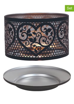 Woodbridge 2-częściowy zestaw "Heart" w kolorze srebrno-czarnym - Ø 15 cm ze sklepu Limango Polska w kategorii Świeczniki - zdjęcie 188586338