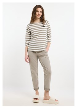 ELBSAND Koszulka "Celin" w kolorze szarobrązowo-białym ze sklepu Limango Polska w kategorii Bluzki damskie - zdjęcie 188605568