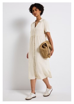 Street One Lniana sukienka w kolorze kremowym ze sklepu Limango Polska w kategorii Sukienki - zdjęcie 188606186