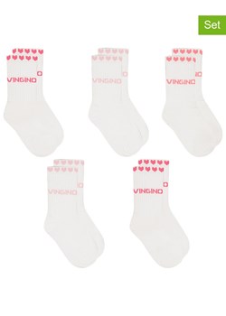 Vingino Skarpety (5 par) w kolorze biało-różowym ze sklepu Limango Polska w kategorii Skarpetki dziecięce - zdjęcie 188611935