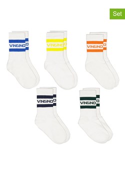 Vingino Skarpety (5 par) w kolorze białym ze wzorem ze sklepu Limango Polska w kategorii Skarpetki dziecięce - zdjęcie 188611967