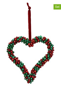 Kersten Zawieszki dekoracyjne (4 szt.) "Heart" w kolorze zielono-czerwonym - 14 x 14 cm ze sklepu Limango Polska w kategorii Dekoracje bożonarodzeniowe - zdjęcie 188614957