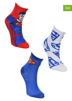 Superman Skarpety (3 pary) "Superman" w kolorze niebiesko-czerwono-białym ze sklepu Limango Polska w kategorii Skarpetki dziecięce - zdjęcie 188616255