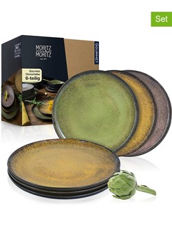 Moritz &amp; Moritz Talerze obiadowe (6 szt.) "Vida" w kolorze żółto-zielono-szarym - Ø 27 cm ze sklepu Limango Polska w kategorii Naczynia - zdjęcie 188622209