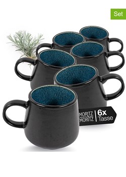 Moritz &amp; Moritz Kubki (6 szt.) "Solid" w kolorze czarno-niebieskim - 400 ml ze sklepu Limango Polska w kategorii Dzbanki i zaparzacze - zdjęcie 188622326