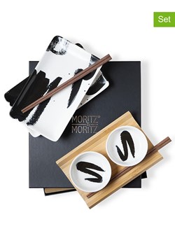 Moritz &amp; Moritz 10-częściowy zestaw "Pinselstriche" w kolorze biało-czarnym do sushi ze sklepu Limango Polska w kategorii Akcesoria kuchenne - zdjęcie 188622429