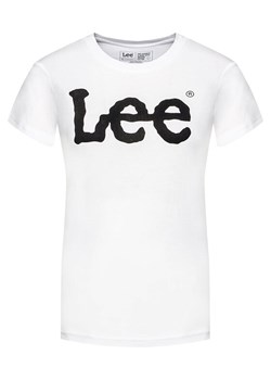 Lee T-Shirt Logo Tee L42UER12 112109470 Biały Regular Fit ze sklepu MODIVO w kategorii Bluzki damskie - zdjęcie 188632276