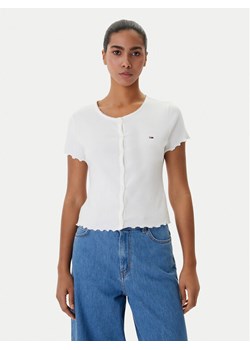 Tommy Jeans Bluzka DW0DW20377 Biały Slim Fit ze sklepu MODIVO w kategorii Bluzki damskie - zdjęcie 188632316