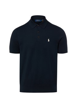 Polo Ralph Lauren Męska koszulka polo z dzianiny Mężczyźni drobna dzianina granatowy jednolity ze sklepu vangraaf w kategorii Swetry męskie - zdjęcie 188633037
