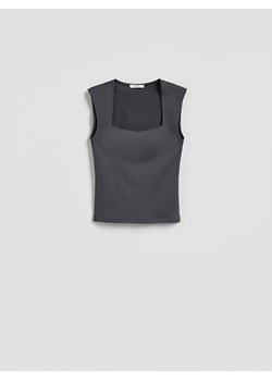 Reserved - Gładki top - ciemnoszary ze sklepu Reserved w kategorii Bluzki damskie - zdjęcie 188633125