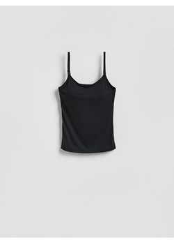 Reserved - Gładki top z wiskozą - czarny ze sklepu Reserved w kategorii Bluzki damskie - zdjęcie 188633429