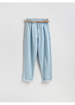 Reserved - Jeansy paperbag z dłuższą nogawką - niebieski ze sklepu Reserved w kategorii Jeansy damskie - zdjęcie 188633575