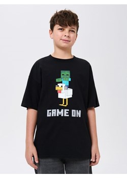 Sinsay - Bawełniana koszulka z nadrukiem Minecraft - czarny ze sklepu Sinsay w kategorii T-shirty chłopięce - zdjęcie 188634015