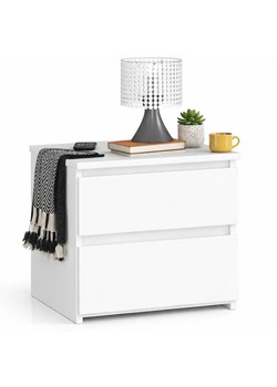 Biała Szafka Nocna Z Szufladami P1-H61 ze sklepu Edinos.pl w kategorii Stoliki i szafki nocne - zdjęcie 188634295