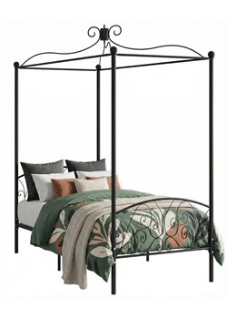 Czarne rustykalne łóżko z baldachimem 100x200 cm W7-E66 ze sklepu Edinos.pl w kategorii Łóżka i materace - zdjęcie 188634328