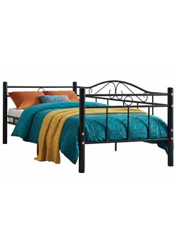 Czarne metalowe łóżko jednoosobowe 90x200 cm B5-K69 ze sklepu Edinos.pl w kategorii Łóżka i materace - zdjęcie 188634338