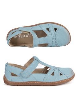 Buty damskie BAREFOOT Ultralekkie półsandały Olivier 1285 na rzep błękit nubuk ze sklepu butyolivier w kategorii Półbuty damskie - zdjęcie 188643375