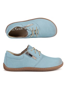 Damskie skórzane buty minimalistyczne barefoot 1244 błękit nubuk ze sklepu butyolivier w kategorii Półbuty damskie - zdjęcie 188643379