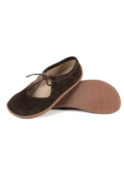 Buty barefoot skórzane Olivier Classic Lace 1317 brązowe welur ze sklepu butyolivier w kategorii Półbuty damskie - zdjęcie 188643407