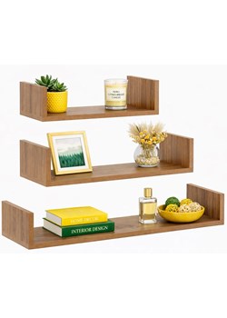 Zestaw 3 półek ściennych w kolorze orzech M4-P34 ze sklepu Edinos.pl w kategorii Półki - zdjęcie 188643475